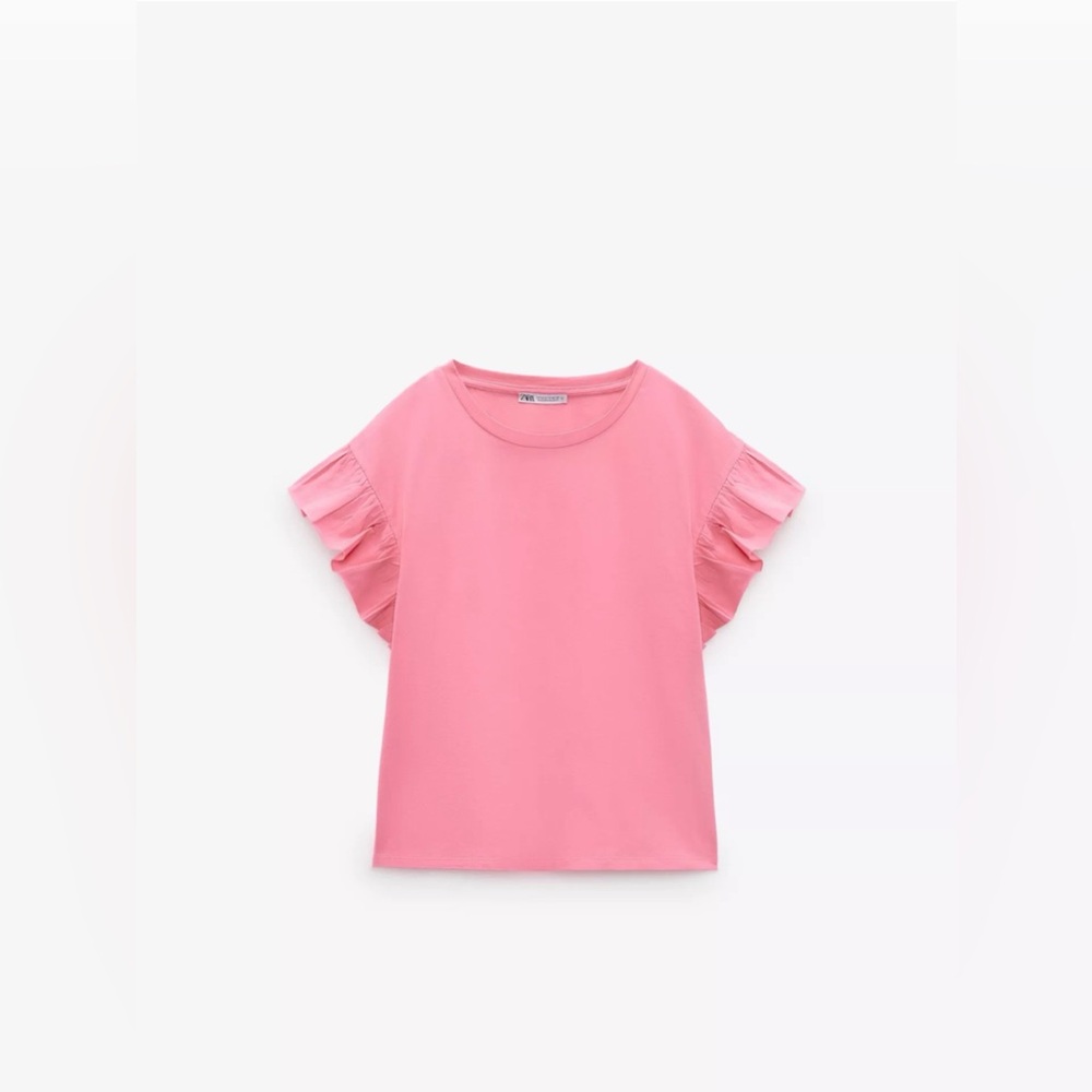 Zara Pink Ruffle Sleeve Top